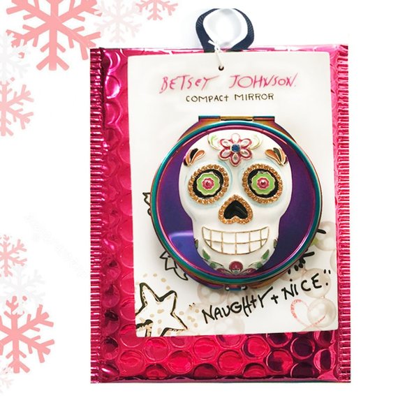 Betsey Johnson Skull Compact Mirror - Picture 1 of 5